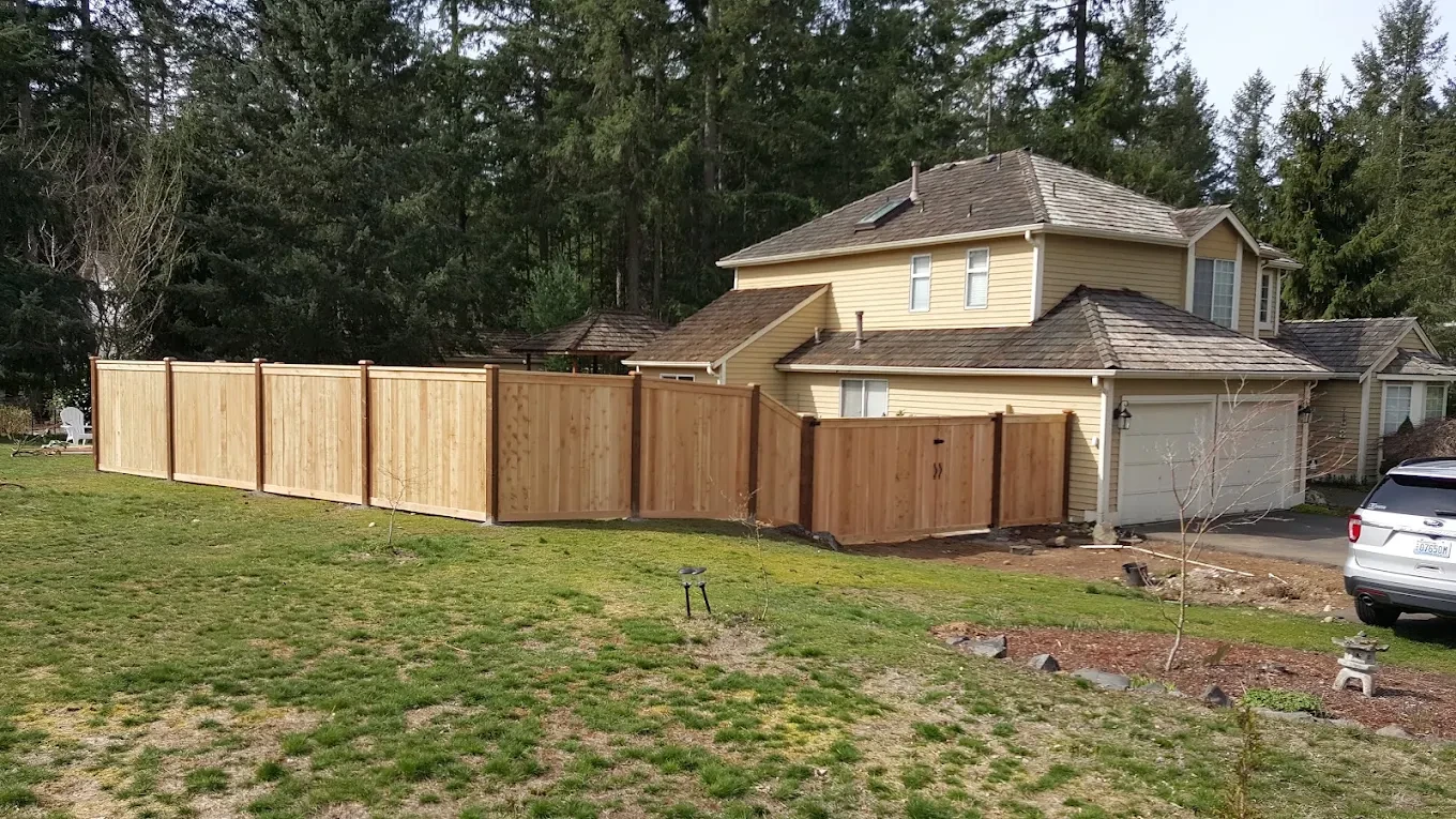 Wooden fence surrounding residential backyard