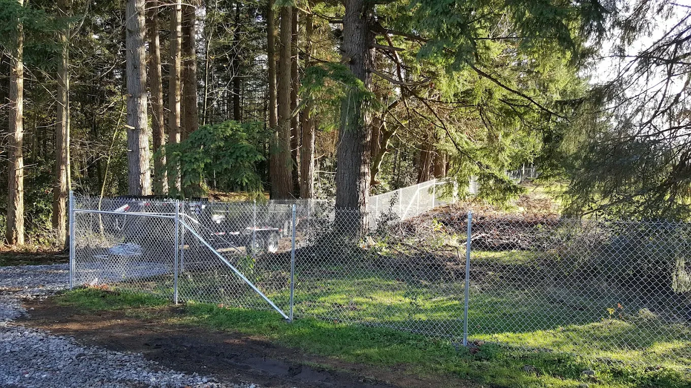 Chain link fence forest property enclosure