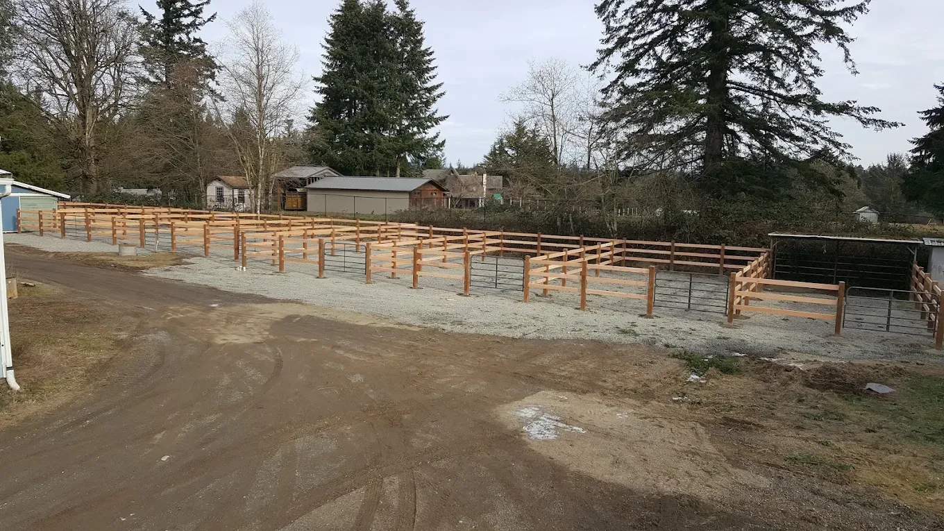 Wooden horse corrals rural farm property